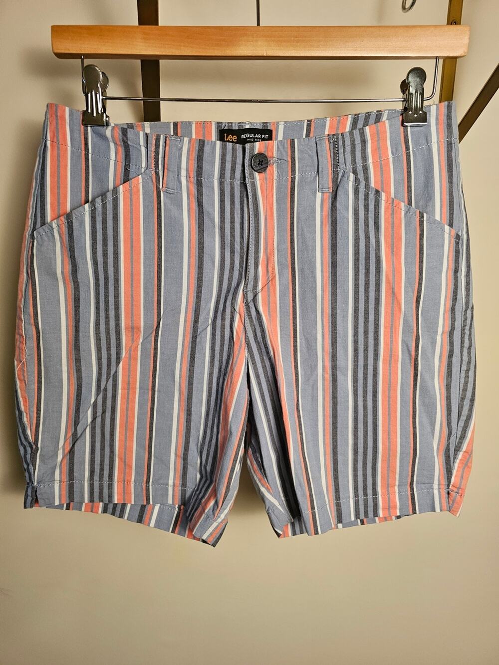 Lee 6" Inseam Striped Casual Shorts - Coral & Blue